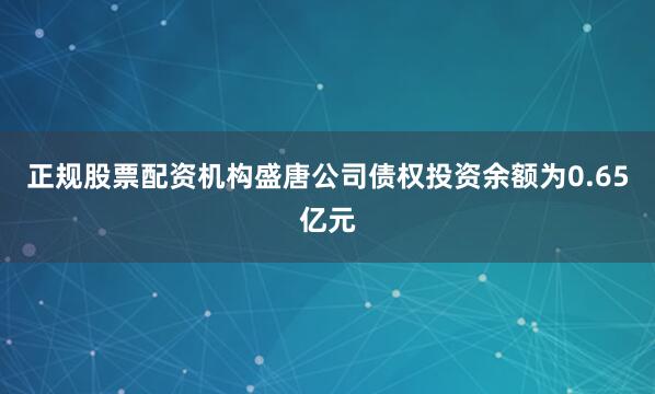 正规股票配资机构盛唐公司债权投资余额为0.65亿元